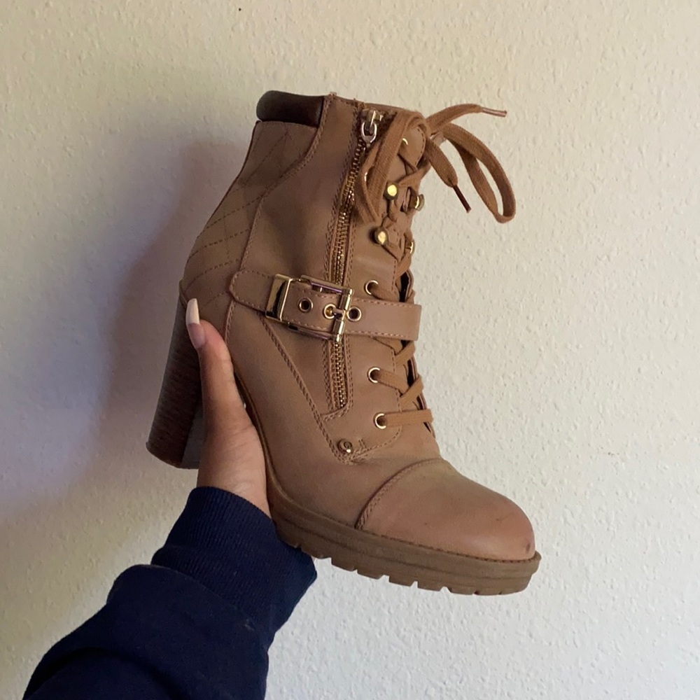 Lace/Zip Up Thick Heeled Boots